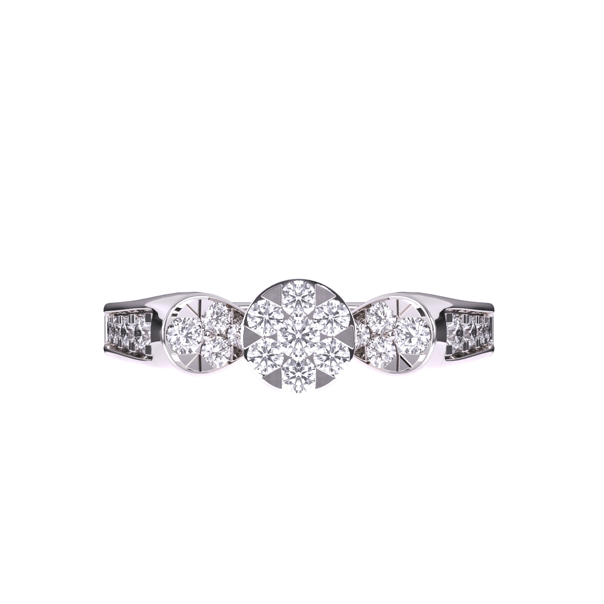 Luxurious Round Diamond Cluster Wedding Ring